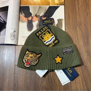 New Men’s Polo Ralph Lauren Tiger Patch Naval Tailors Beanie Toque Hat W/tags On